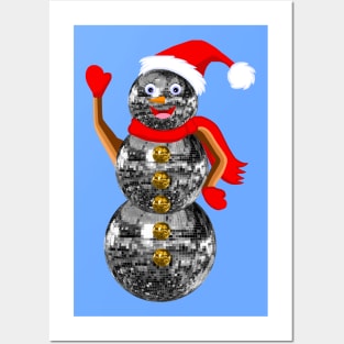 Disco Ball Christmas Snowman Posters and Art